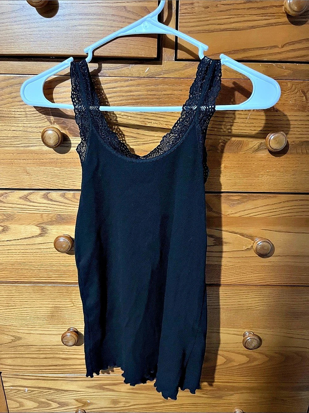 Black Lace Trim Tank Top